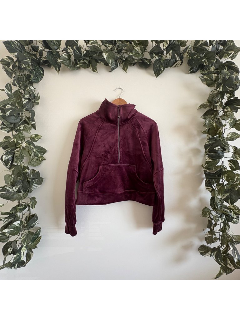 Lululemon Athletic Scuba Oversized 1/2 Zip Funnel Neck Velvet Garnet Size Xs/S